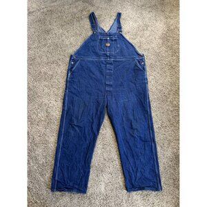 RED KAP Dark Denim Bib Overall Blue Jeans Cotton Carpenter Utility 56x32